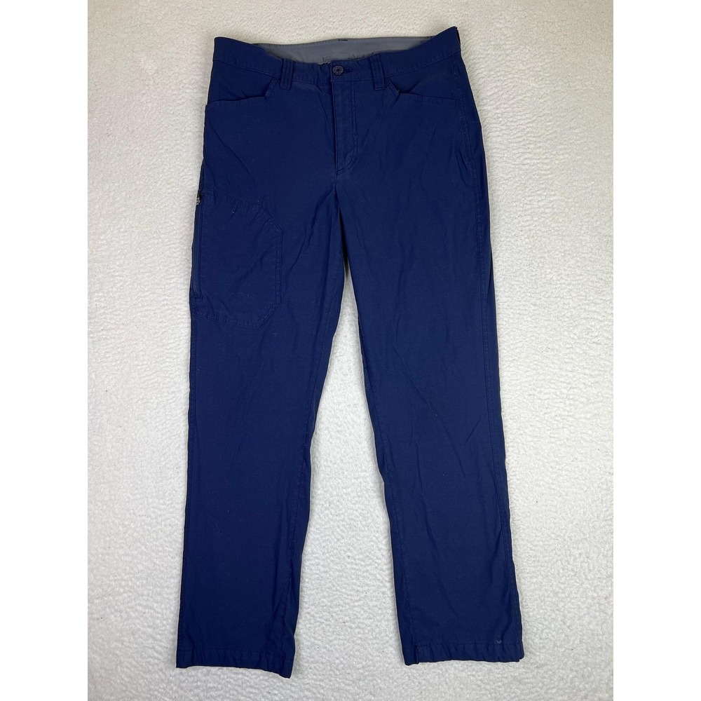 Eddie Bauer Mens 32x30 Blue Fleece Lined Tech Hiking Outdoor Nylon Stretch Pants